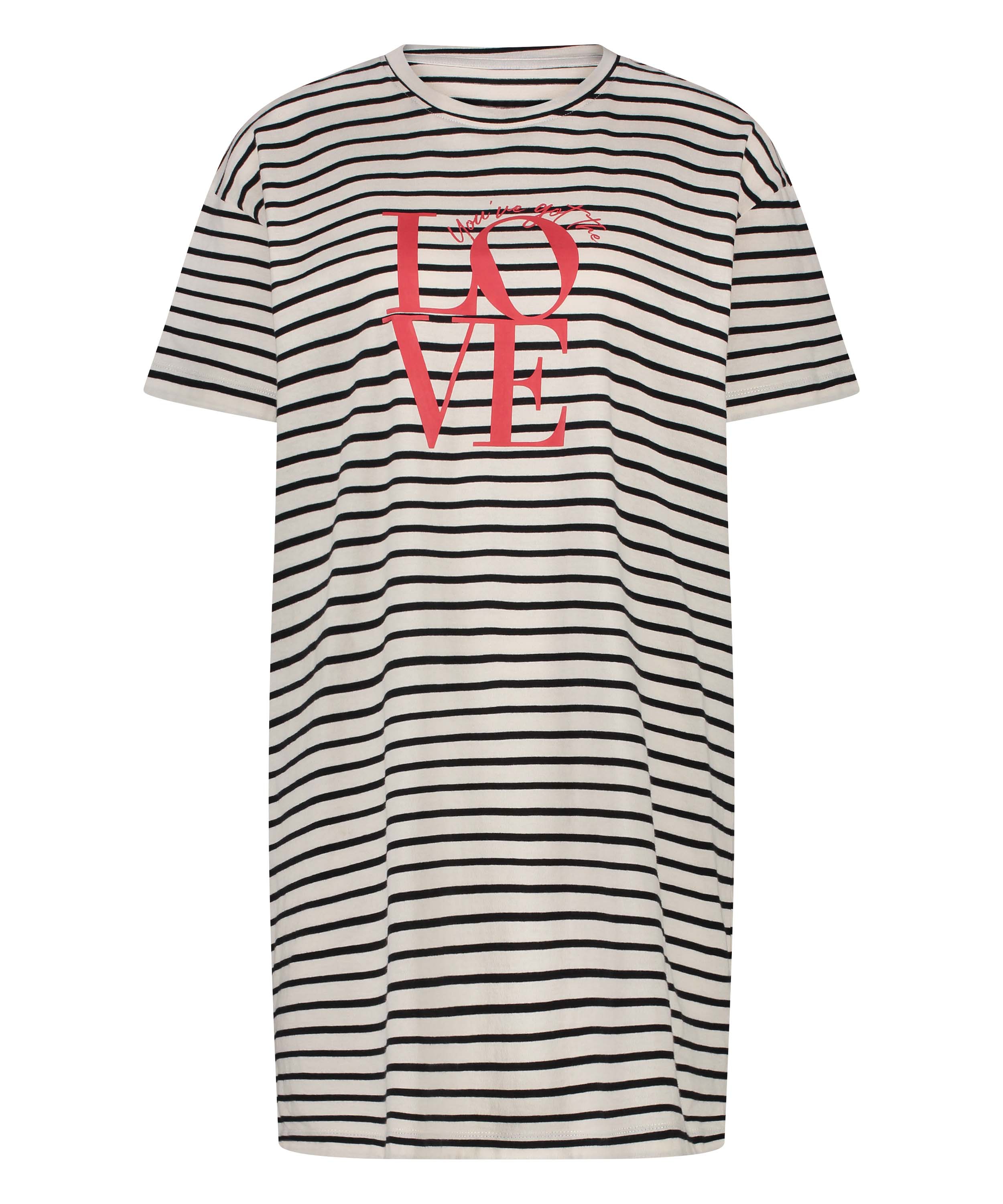 Koszula nocna z okrągłym dekoltem, Czarny, main