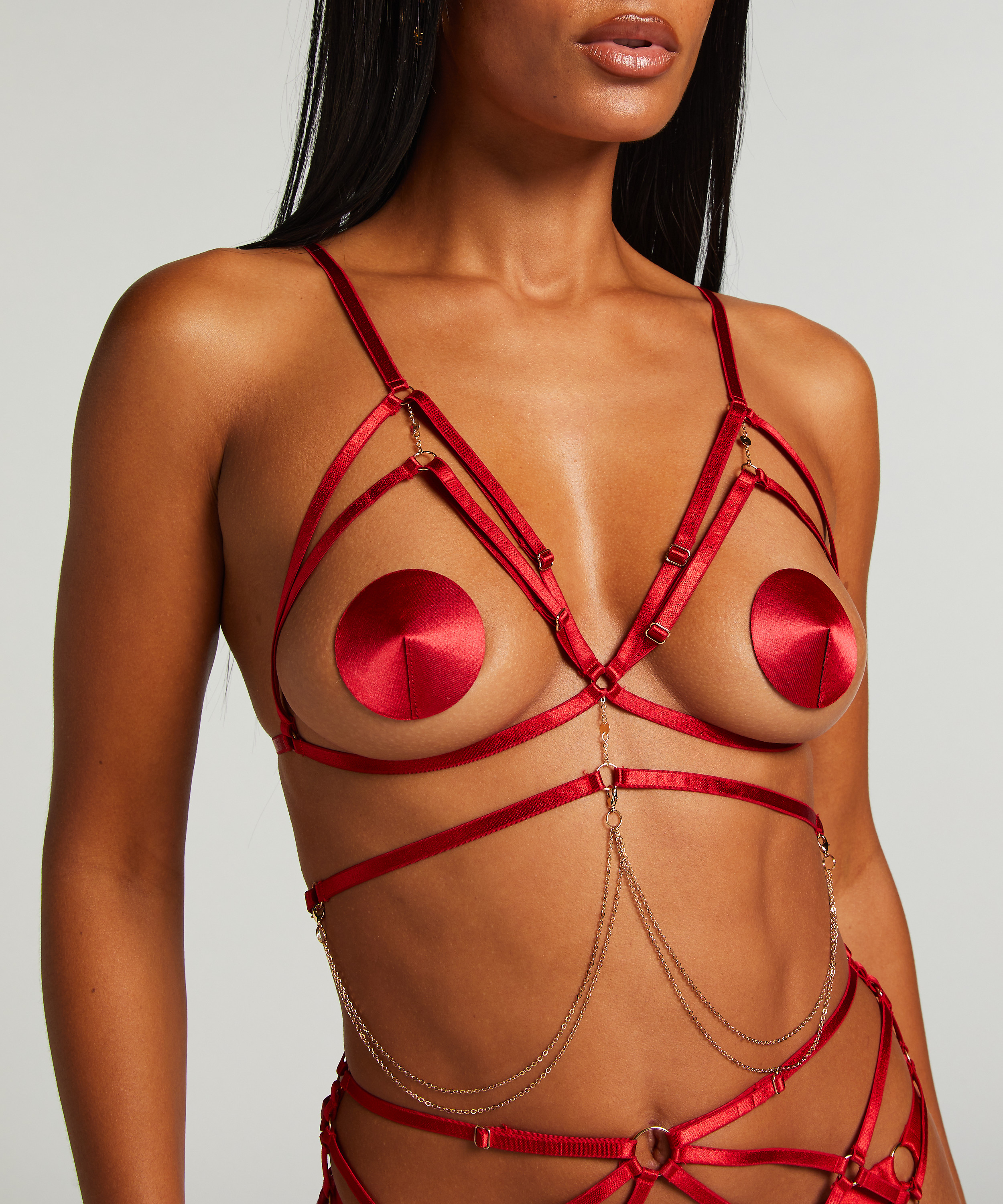 Chain Top Bralette, Czerwony, main