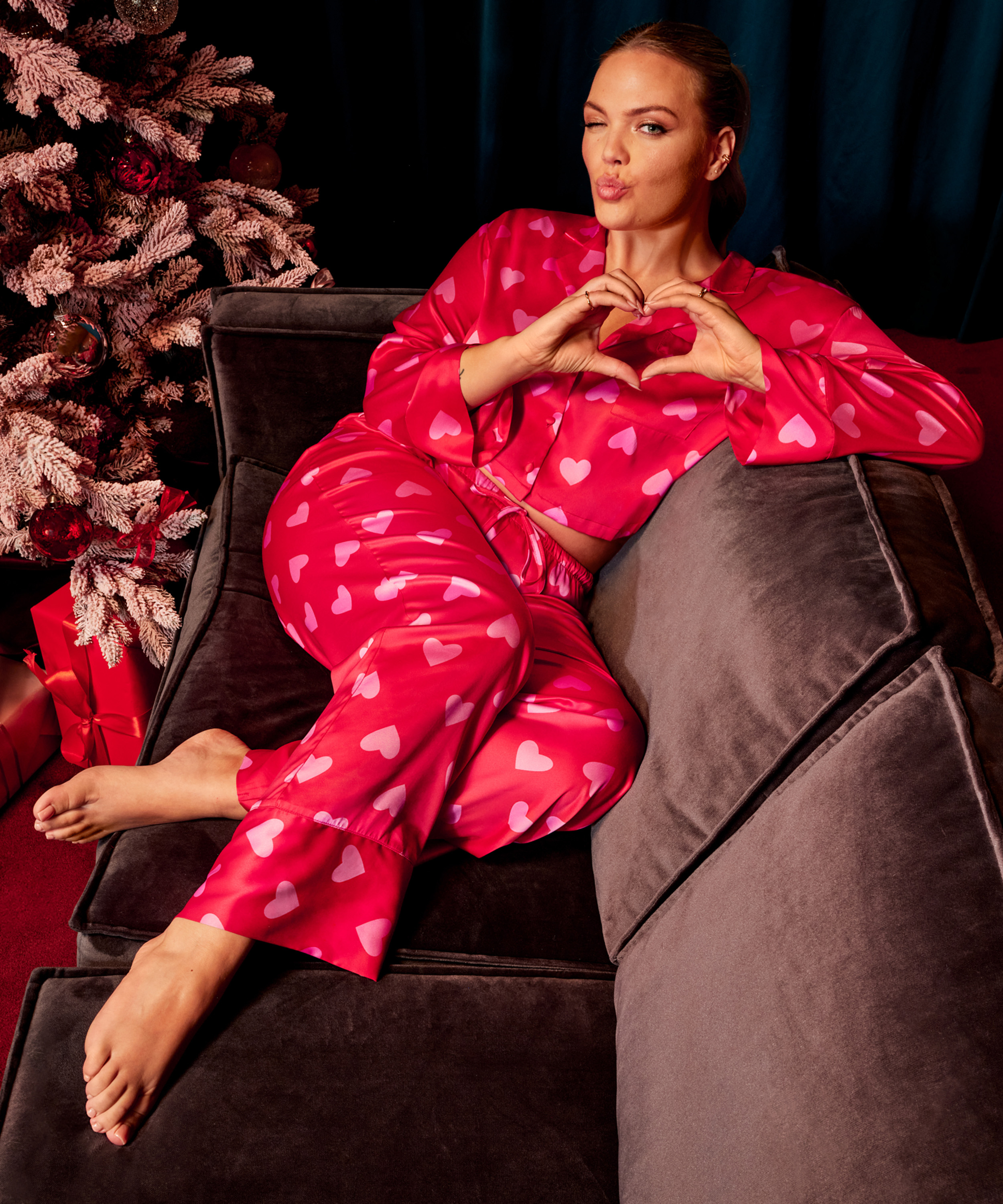 Spodnie z satyny, Czerwony, main