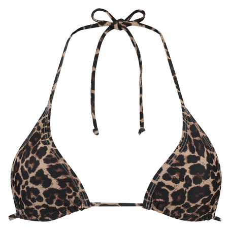 Leopard mini triangle bikini top, Brązowy