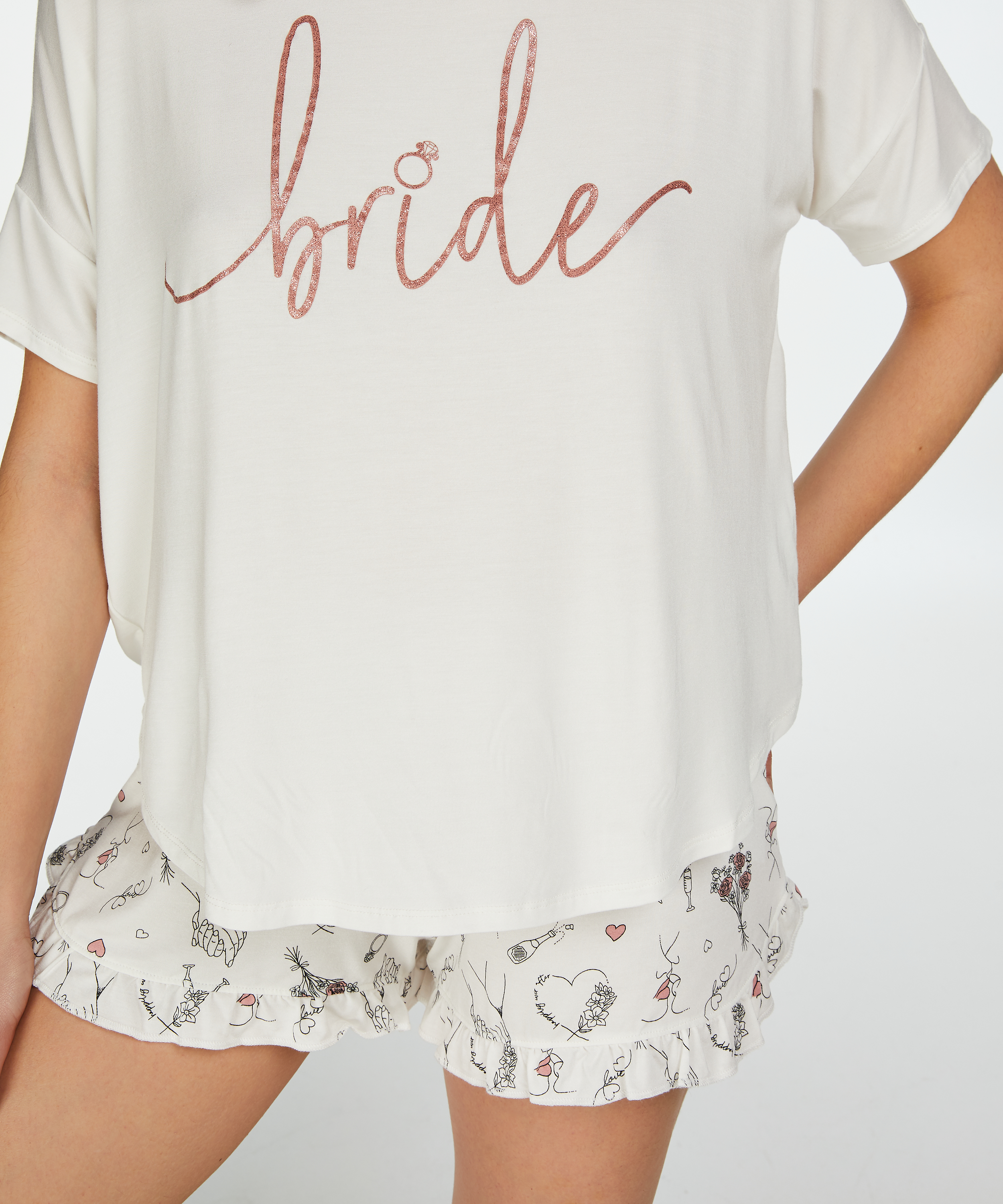 Bridal Short Pyjama Set, Biały, main