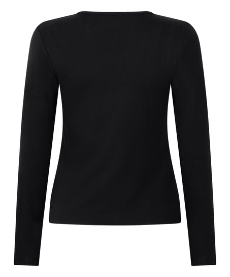Top od piżamy Henley, Czarny