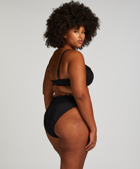 Usztywniany top bikini z fiszbinami Scallop, Czarny