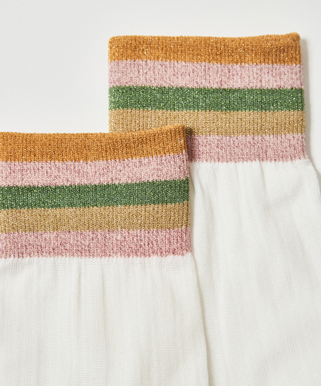 Rib lurex top socks, Biały