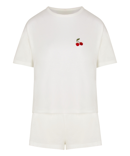 Zestaw piżamowy z bawełny, Biały