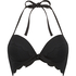 G&oacute;ra od bikini push-up z fiszbinami, z falowanym brzegiem, miseczki A &ndash; E, Czarny