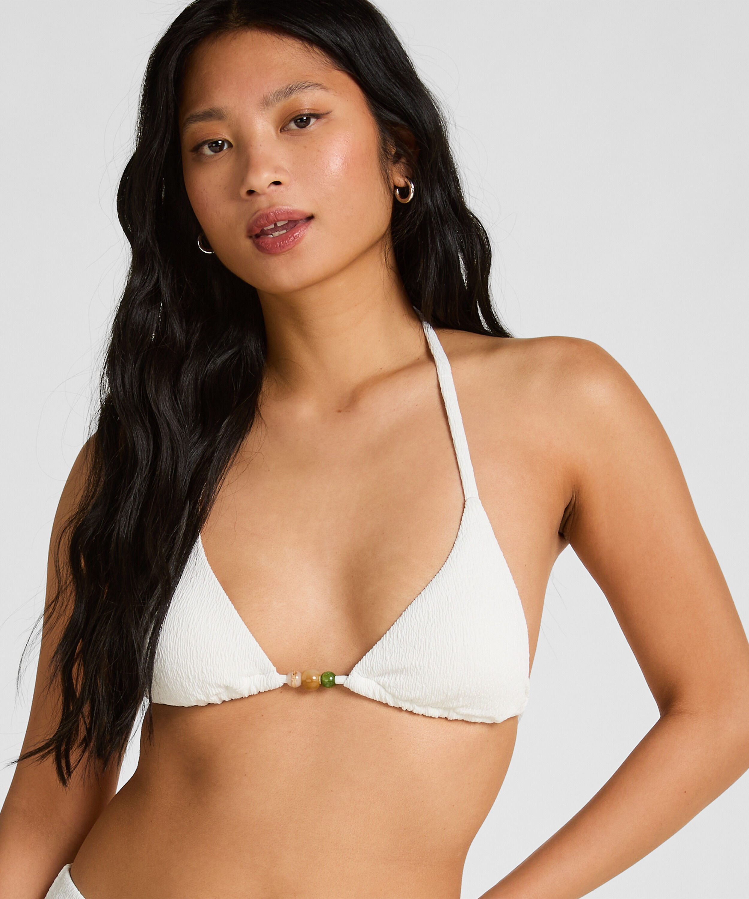 Tr&oacute;jkątny Top Bikini Crinkle, Biały