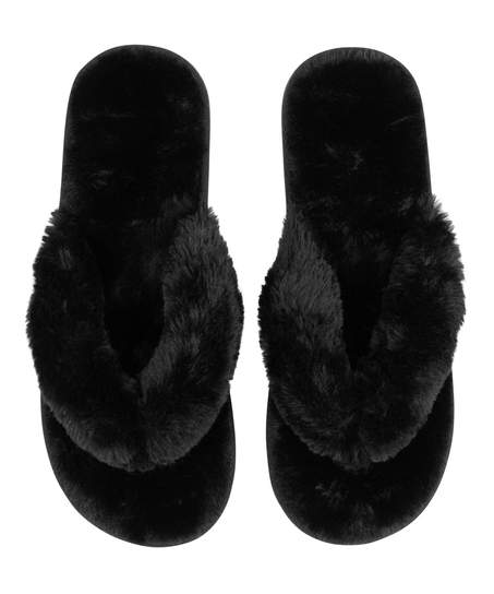 Kapcie Fake Fur, Czarny