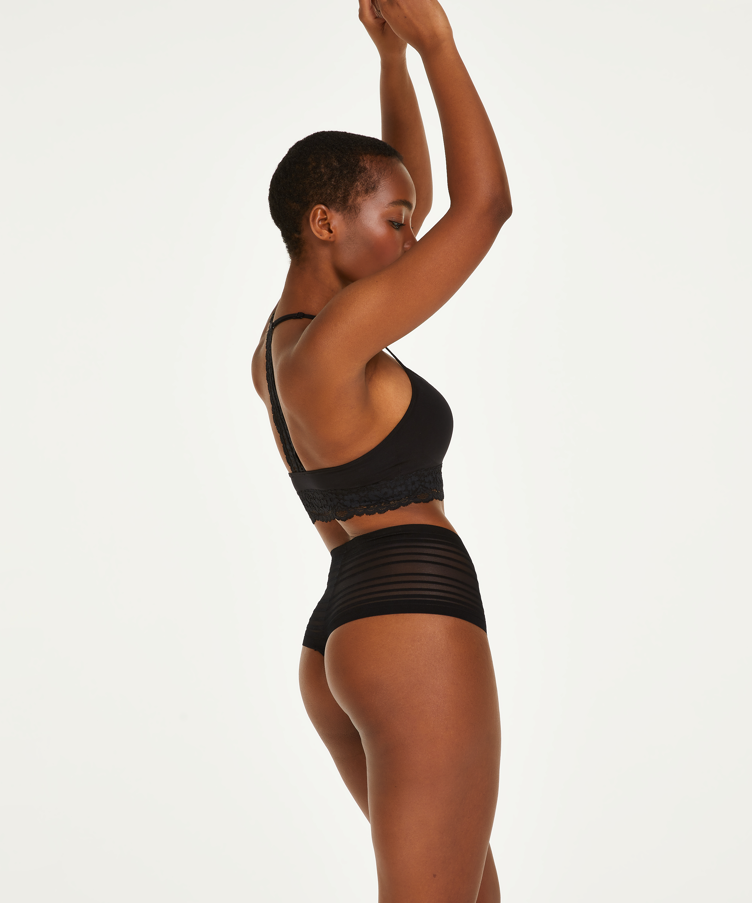 Niewidoczne pod ubraniem stringi z wysokim stanem, Czarny, main