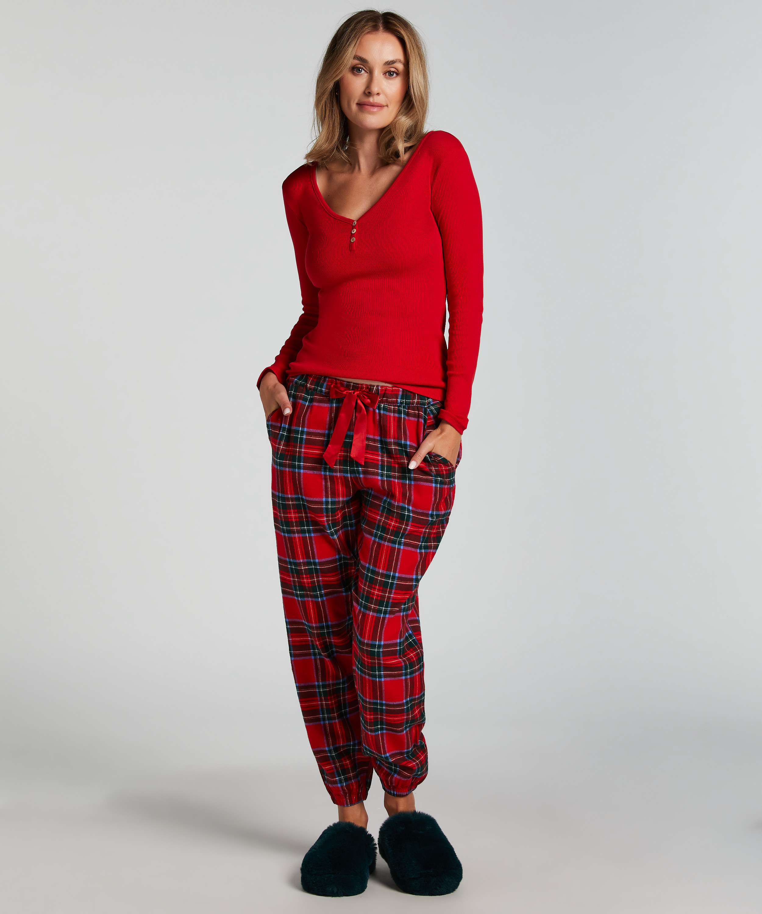 Piżama we wz&oacute;r Flannel, Czerwony, main