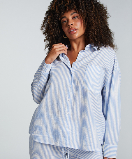 Bawełniana góra od piżamy, Niebieski