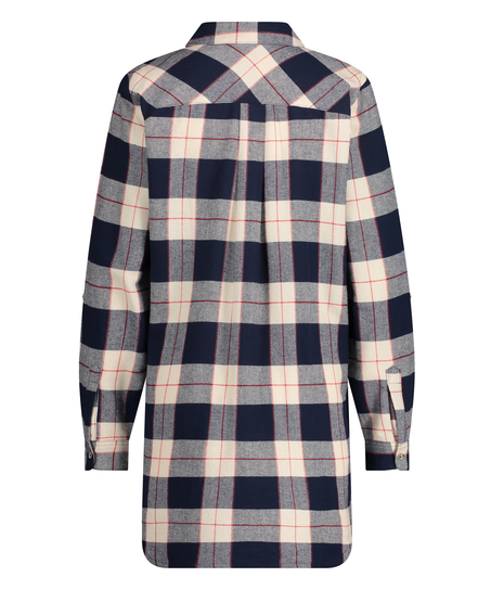 Koszula nocna w kratę Boyfriend, Niebieski