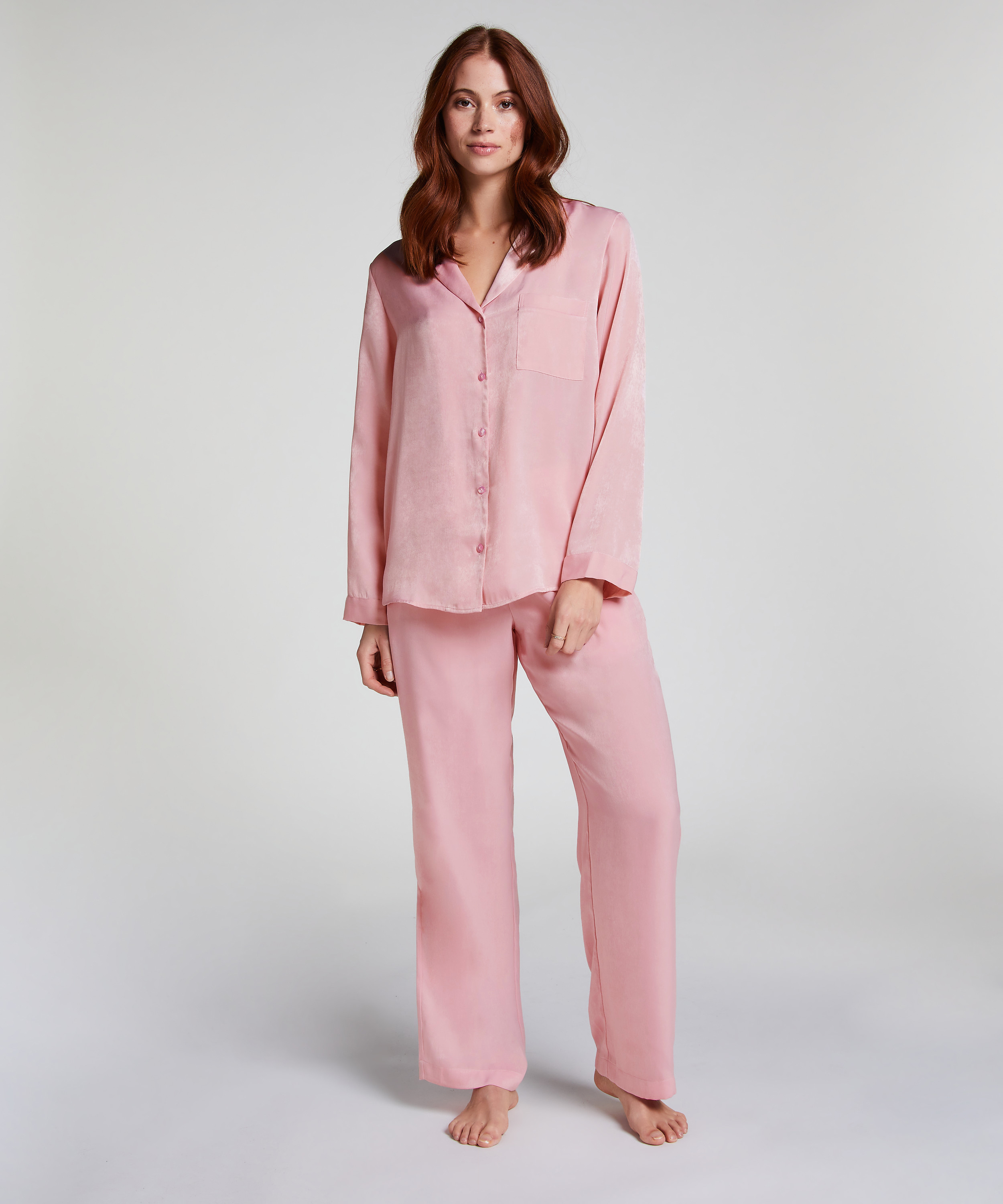 Spodnie z satyny, R&oacute;żowy, main