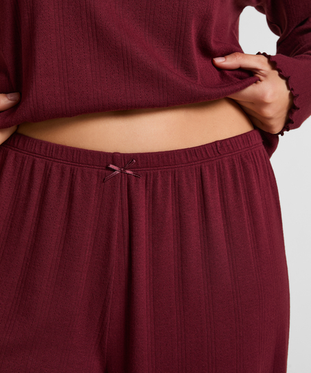 Piżama Spodnie Loose Pointelle, Czerwony