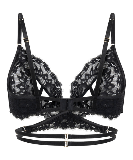 Otwarty biustonosz bralette Anna, Czarny