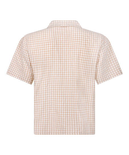 Bluza lniana w kratę, Biały