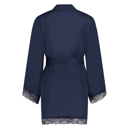 Satynowe kimono Meili, Niebieski