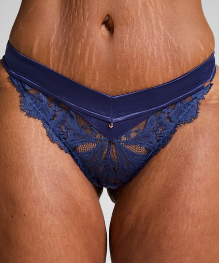 Stringi Grace z wysokim wycięciem, Niebieski