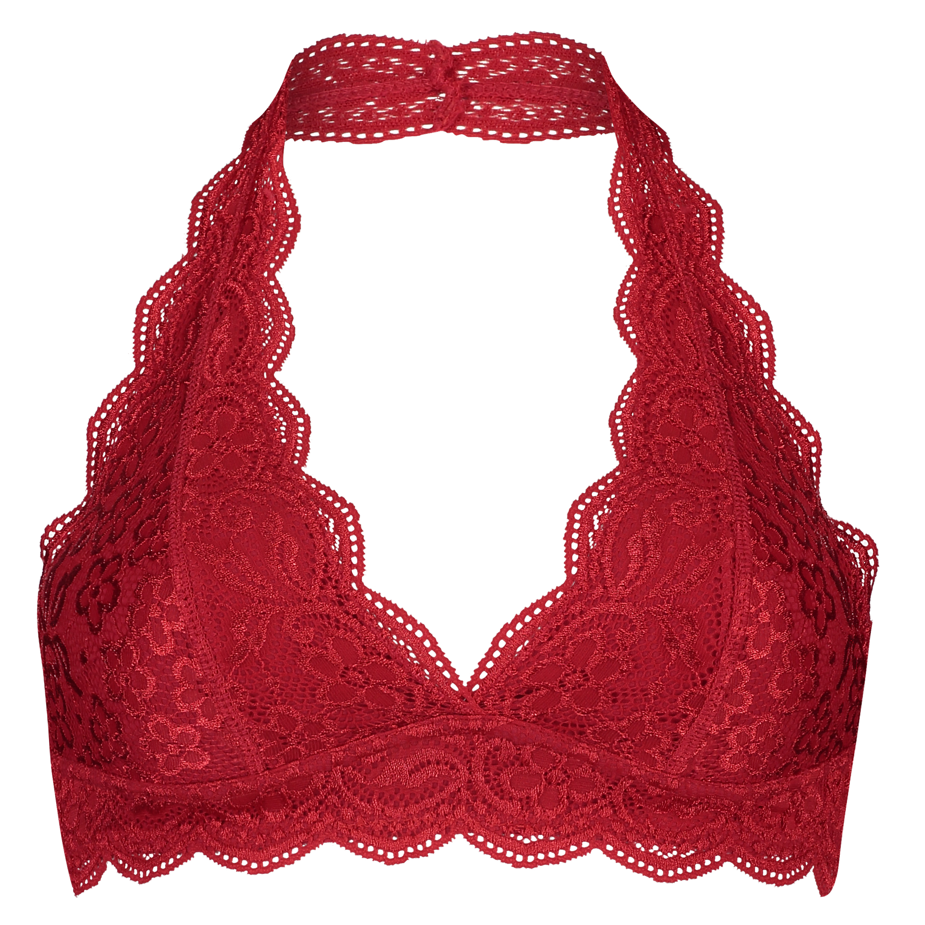 Koronkowa braletka typu halter, Czerwony, main