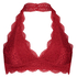 Koronkowa braletka typu halter, Czerwony