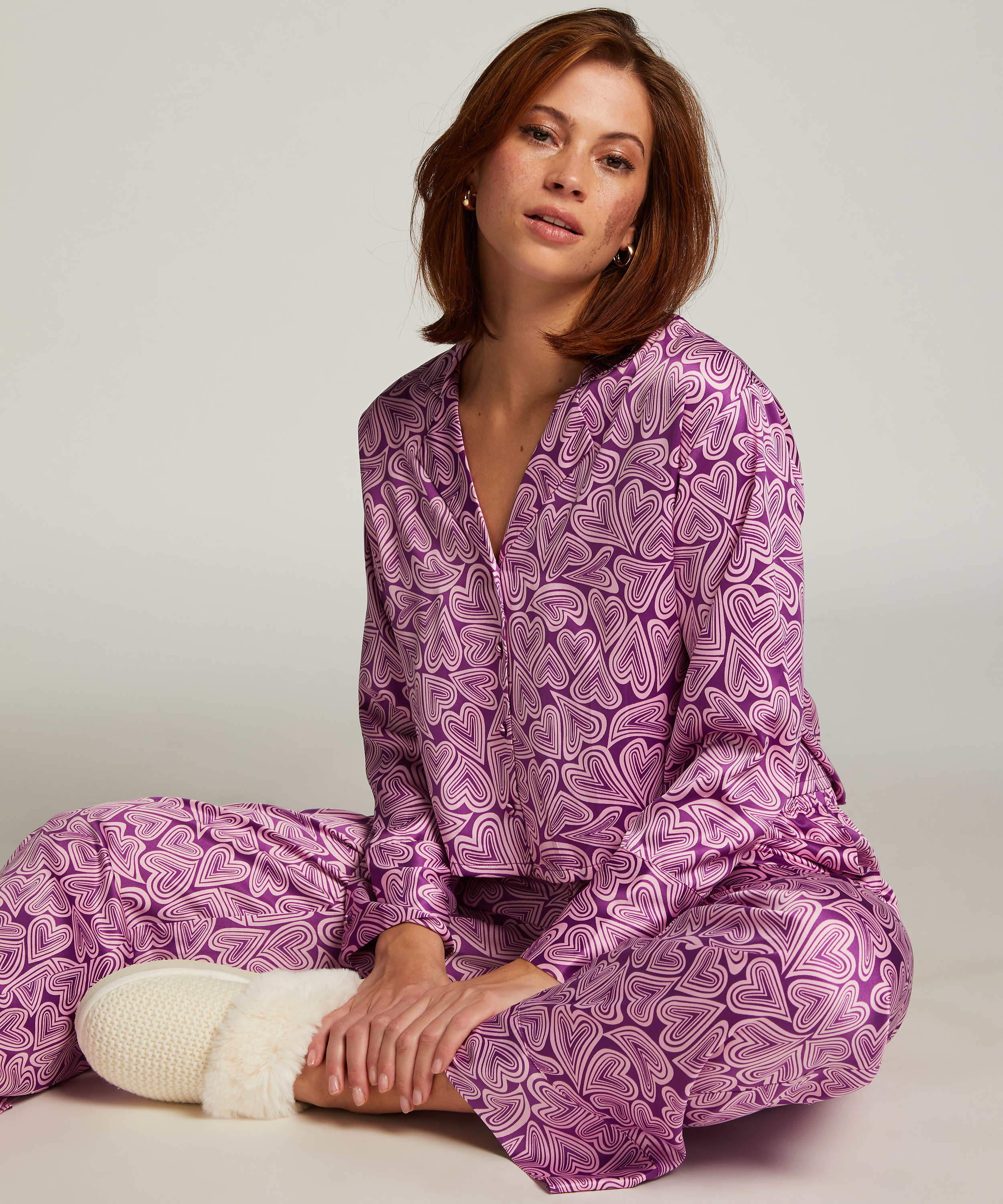 Kurtka z satyny z długimi rękawami, Fioletowy, main