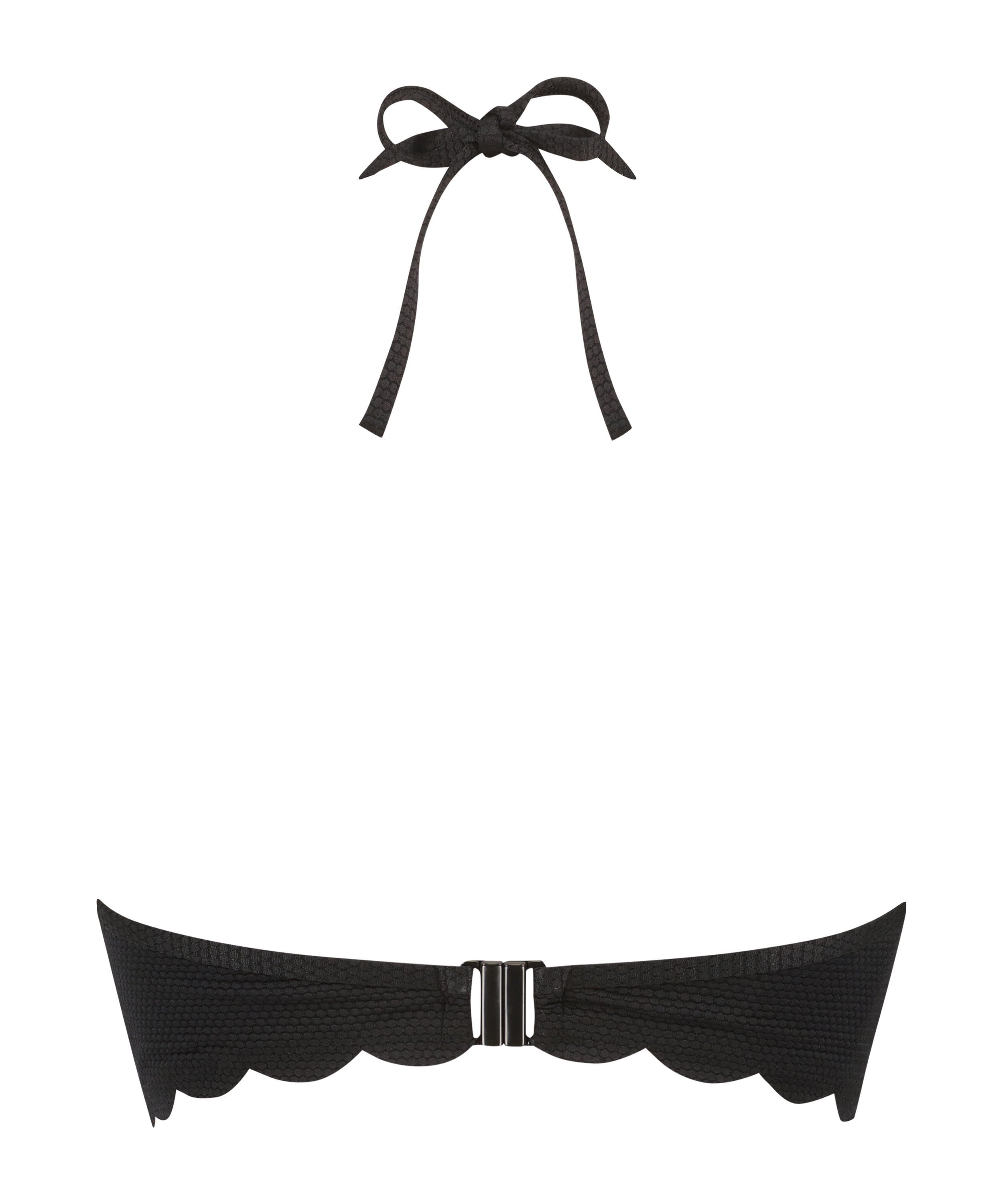 G&oacute;ra od bikini push-up z fiszbinami, z falowanym brzegiem, miseczki A &ndash; E, Czarny, main