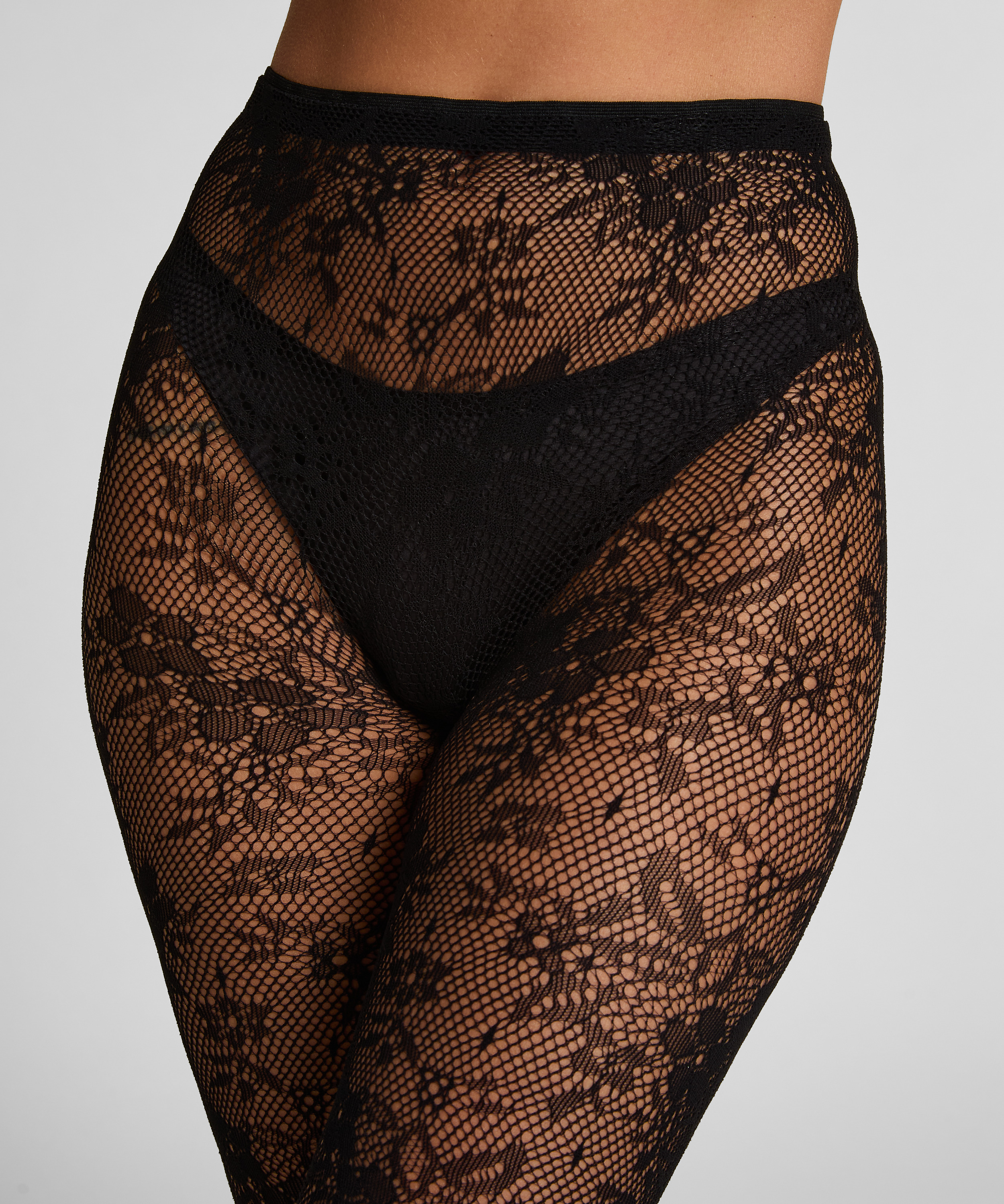 Rajstopy Allover Lace, Czarny, main