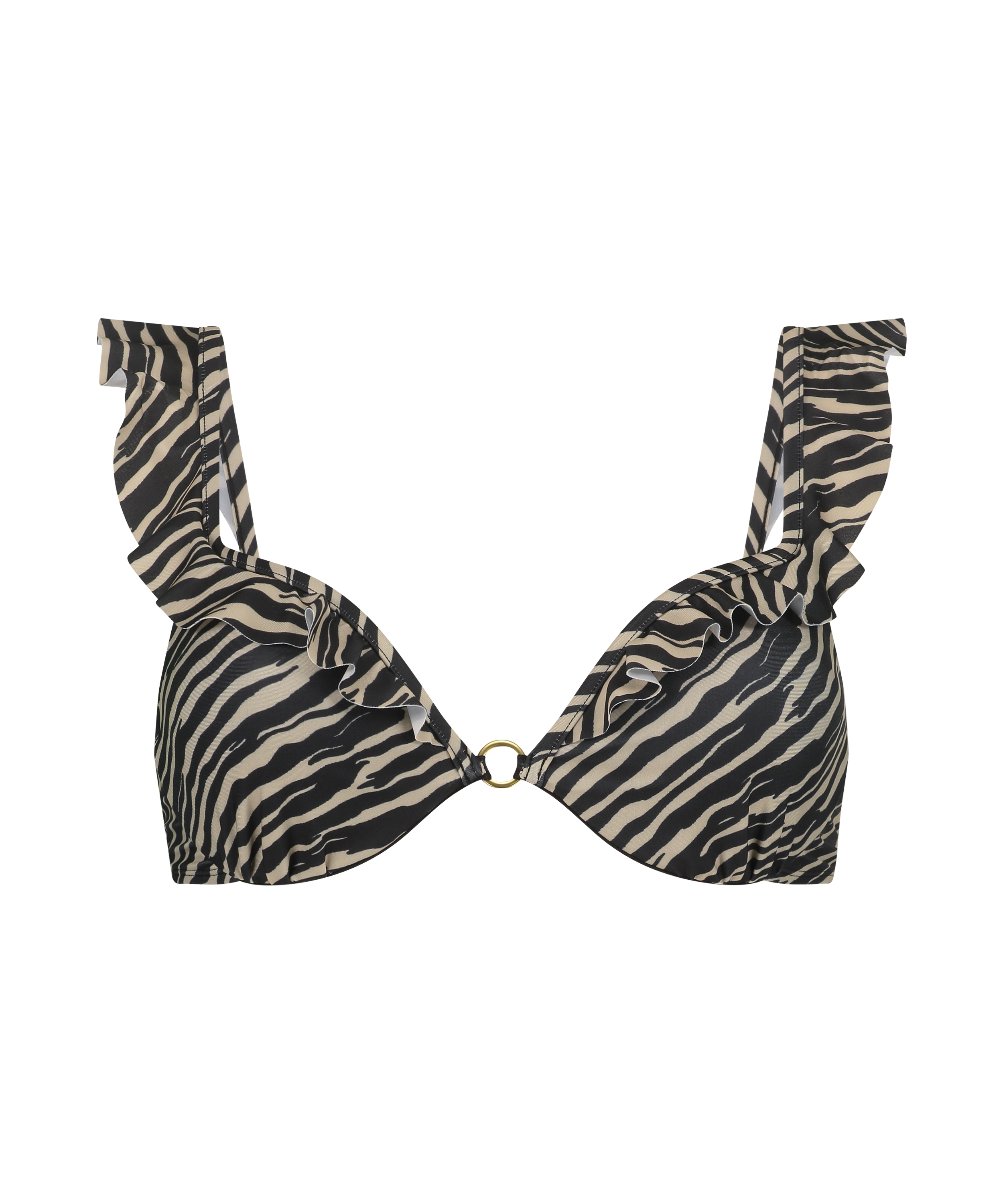 Usztywniany top bikini z fiszbinami Zebra, Brązowy, main