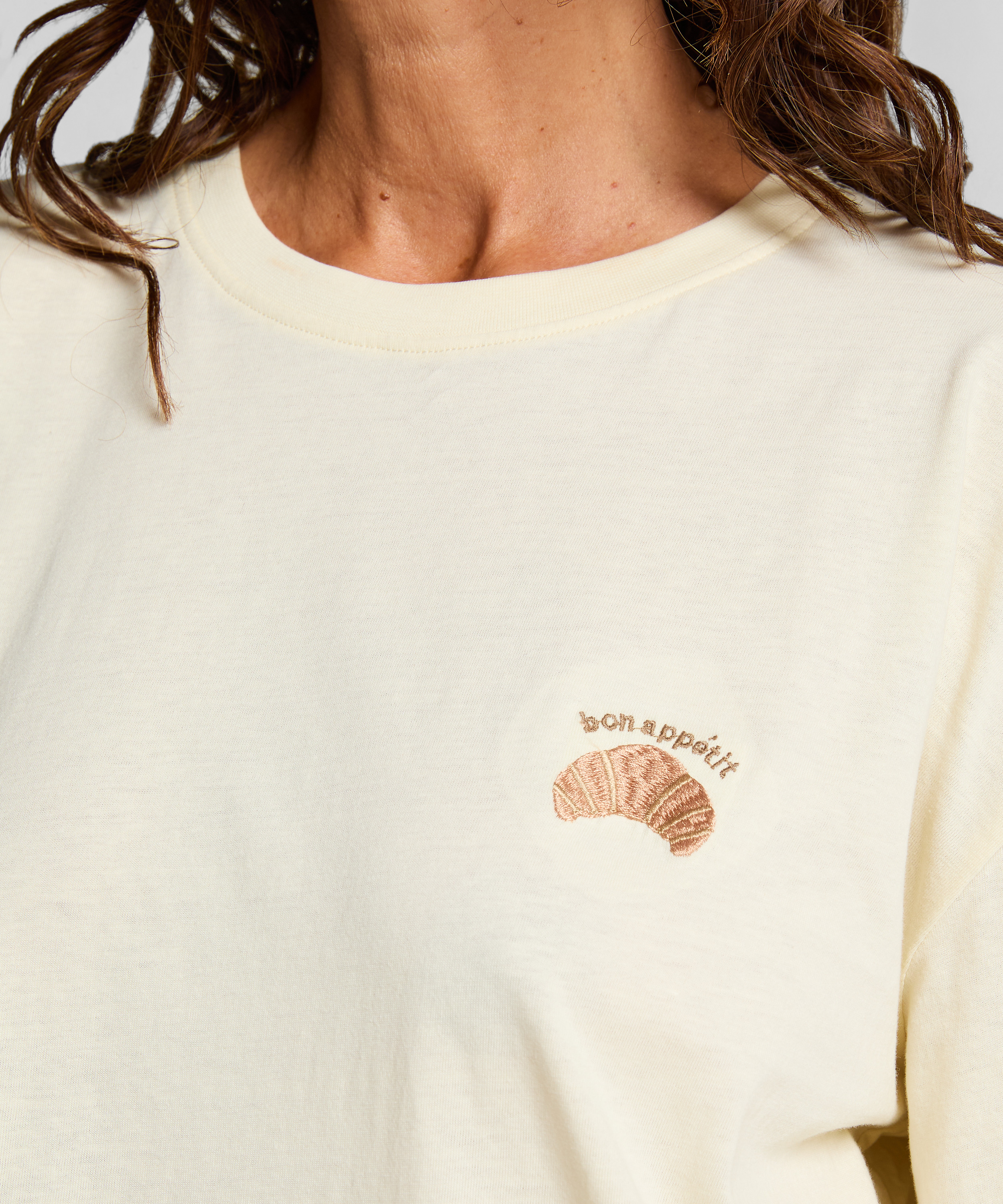 Koszula nocna z okrągłym dekoltem, Żółty, main