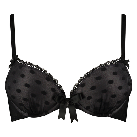 Padded underwired push-up bra Elle, Czarny