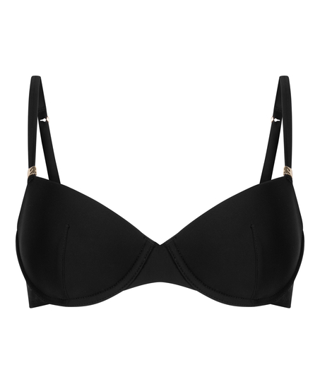 Luksusowy Biustonosz Bikini z Fiszbinami i Wkładkami, Czarny