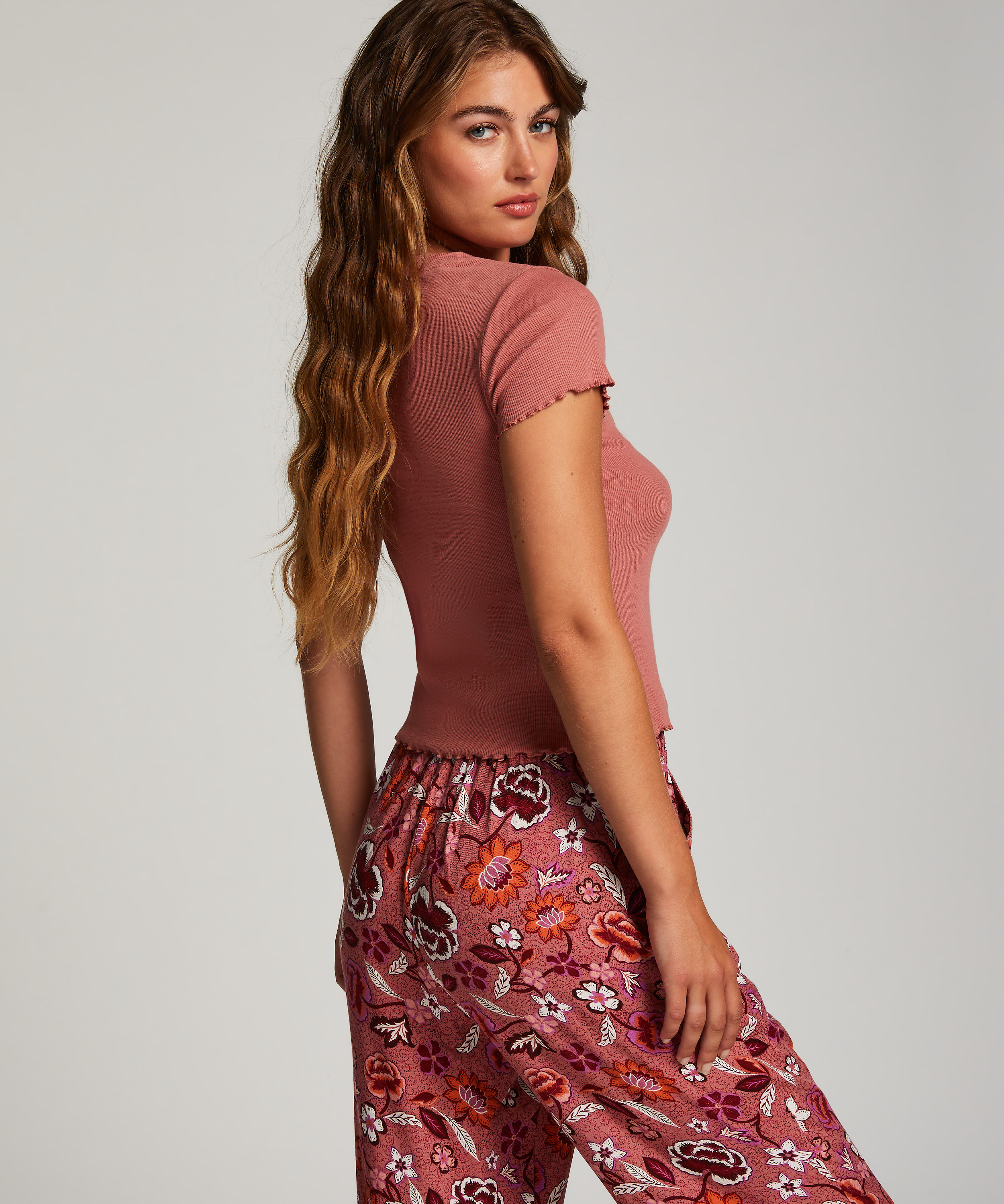 Bawełniana koszula z kr&oacute;tkim rękawem, R&oacute;żowy, main