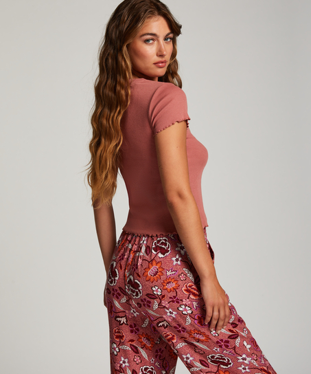 Bawełniana koszula z kr&oacute;tkim rękawem, R&oacute;żowy