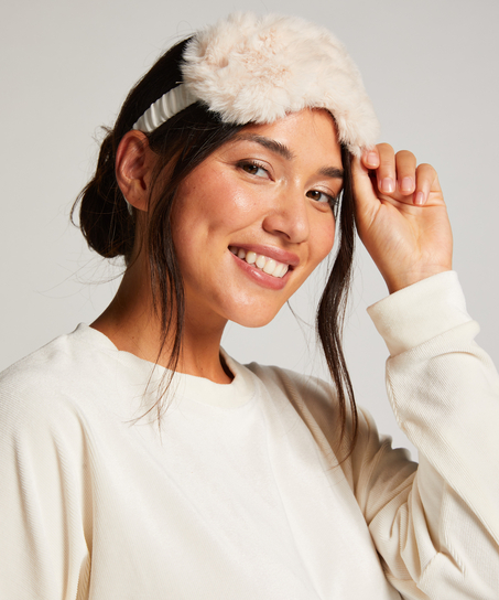 Maska do spania ze sztucznego futra, Biały