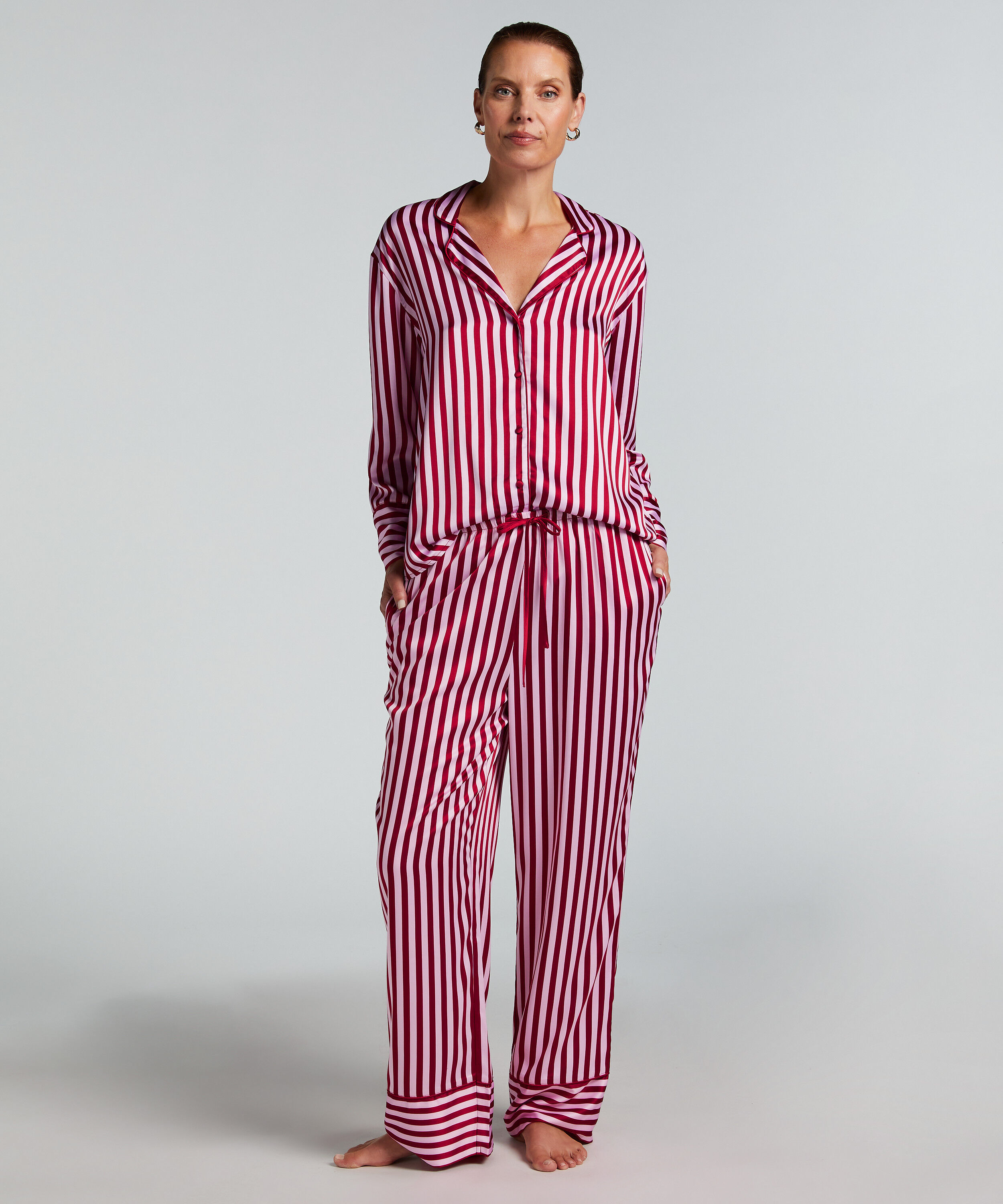 Spodnie z satyny, R&oacute;żowy