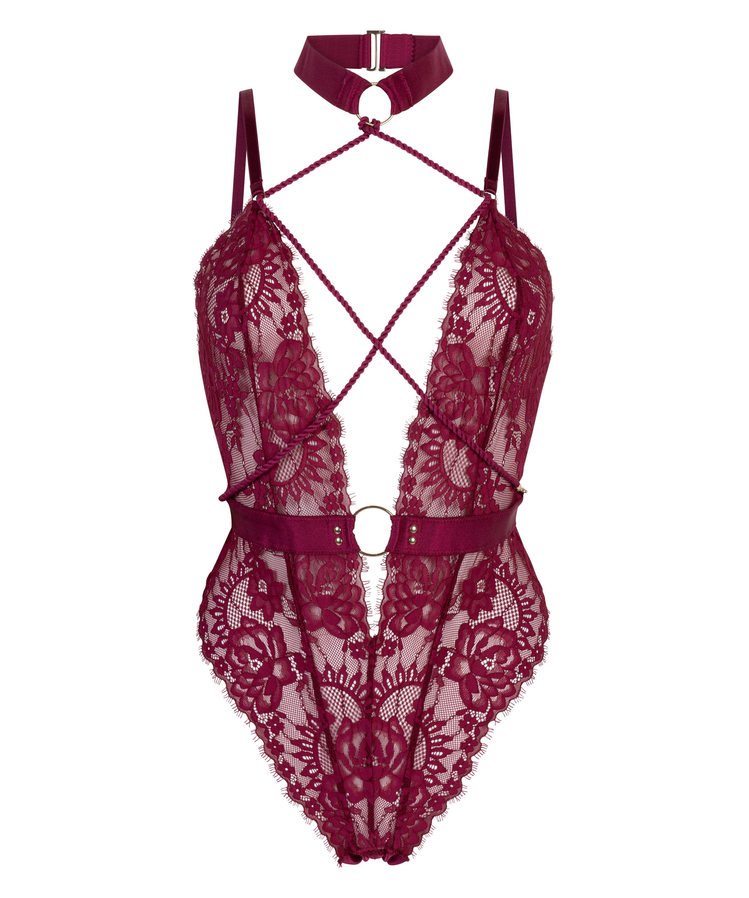 Body z otwartym krokiem Brandy Private, Czerwony