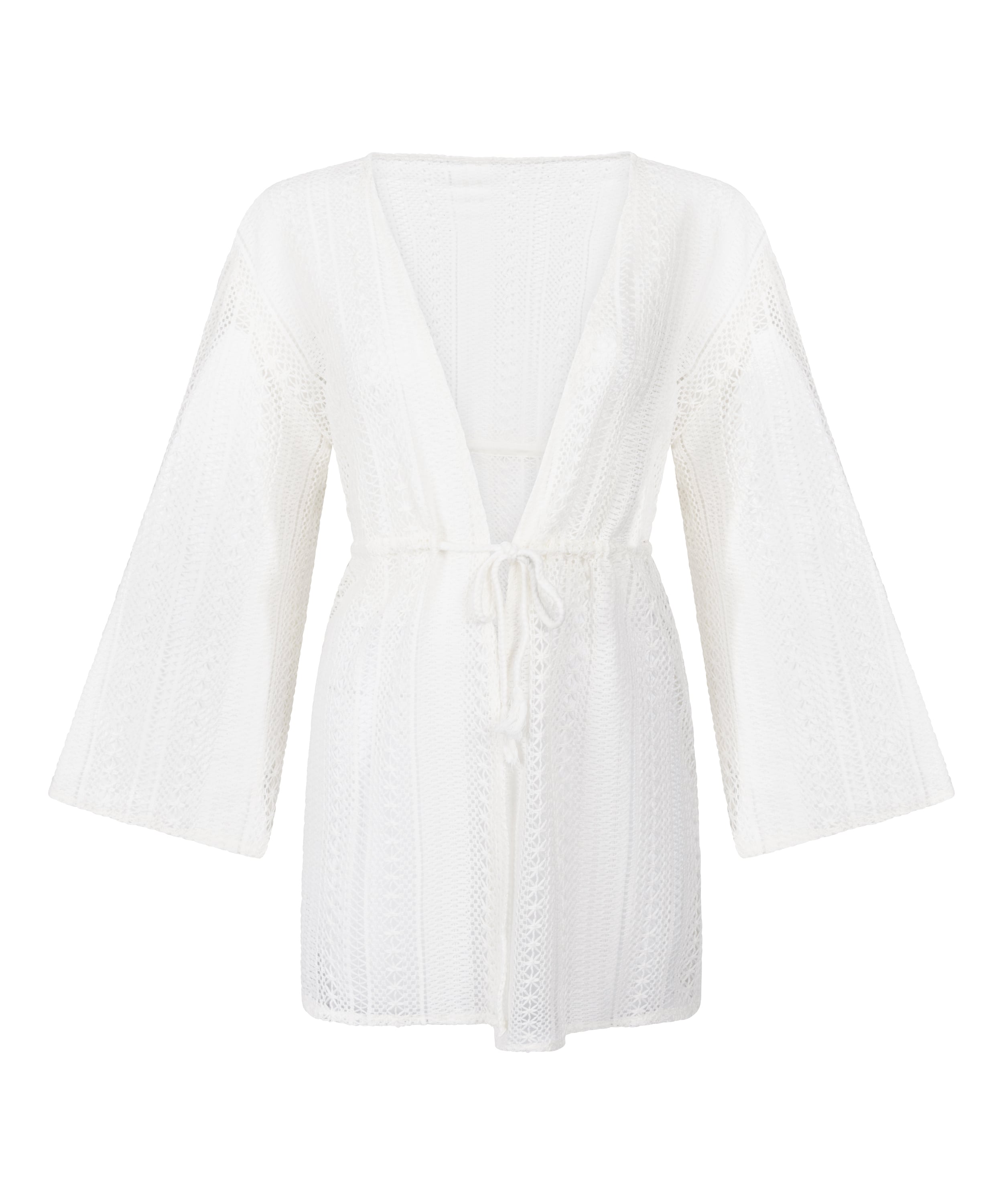 Szydełkowy kaftan plażowy, Biały, main