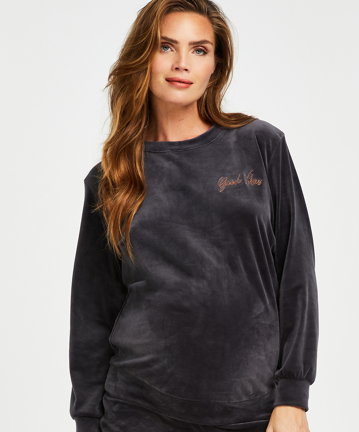 Aksamitny top ciążowy, Szary, main