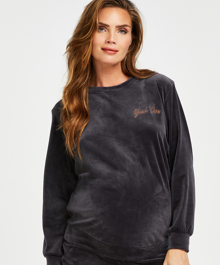 Aksamitny top ciążowy, Szary