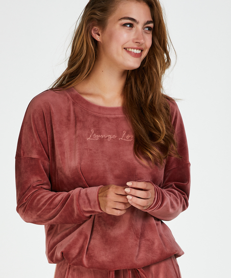 Long-sleeved Velour Top, R&oacute;żowy