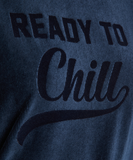 Long-sleeved velvet top, Niebieski