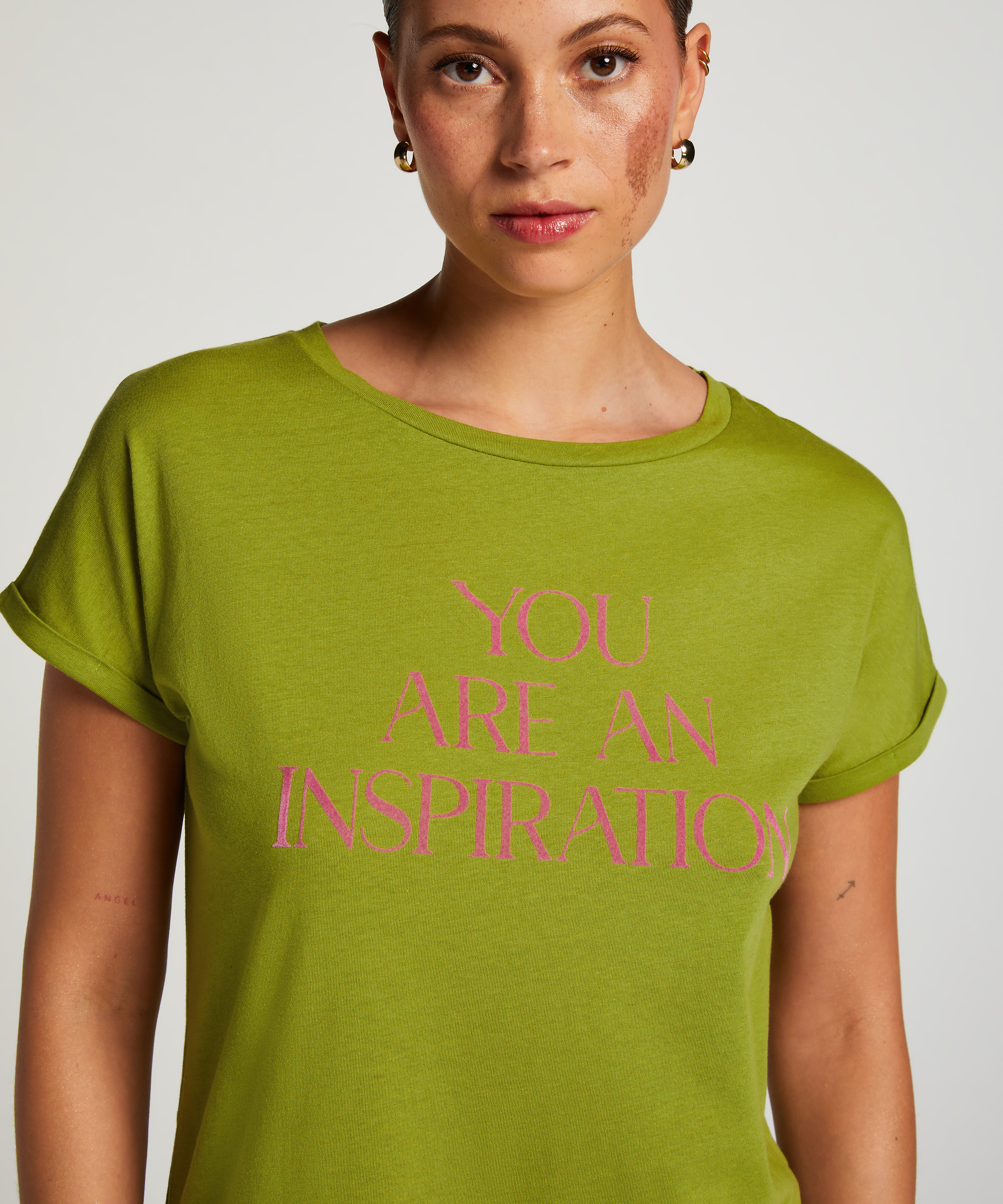 Koszula nocna z okrągłym dekoltem, Zielony, main