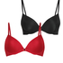 2 sztuki biustonoszy usztywnianych z fiszbinami, Czerwony