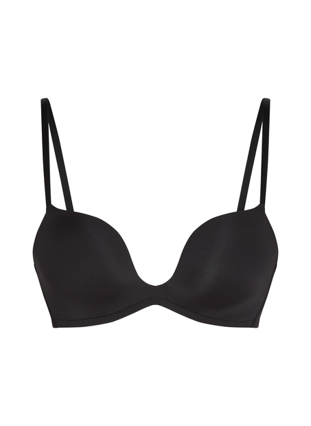 Usztywniony biustonosz push-up z fiszbinami Deep-V, Czarny