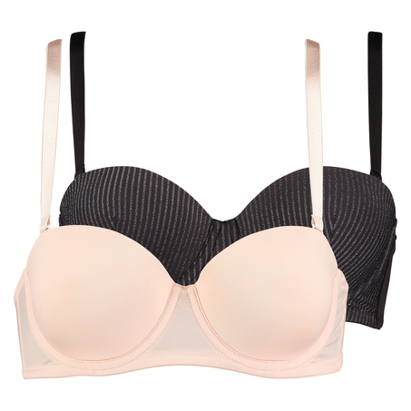 2 Strapless Padded Underwired Bras Lace, R&oacute;żowy