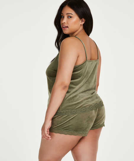 Szorty z aksamitnej koronki, Zielony