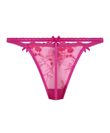 Stringi z wysokim wycięciem Peonie, R&oacute;żowy