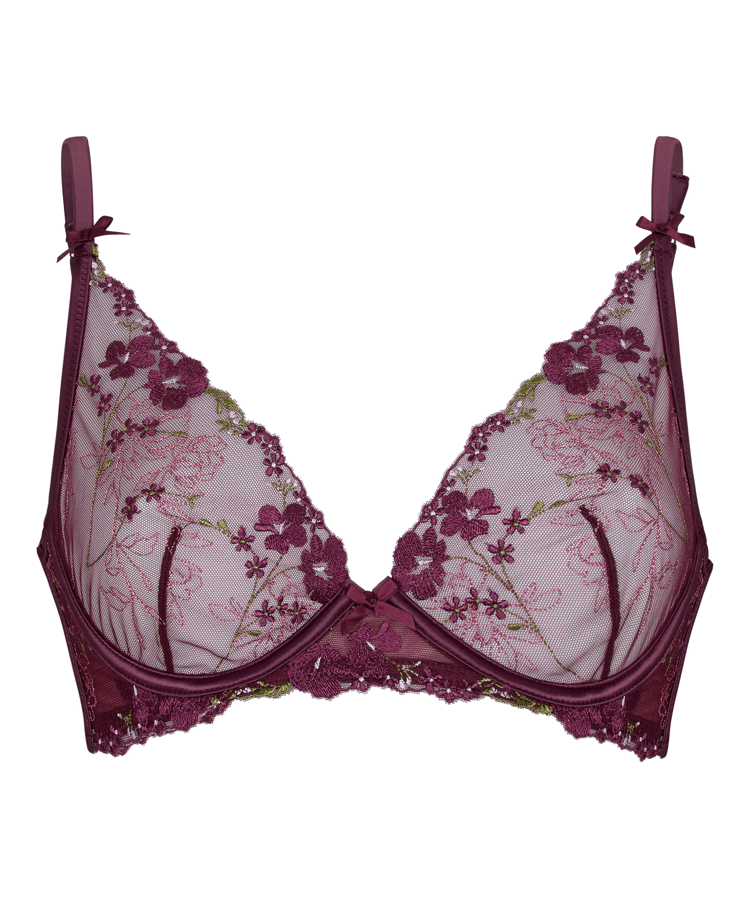 Biustonosz Longline z Fiszbinami Bez Wyści&oacute;łki Peonie, Fioletowy, main