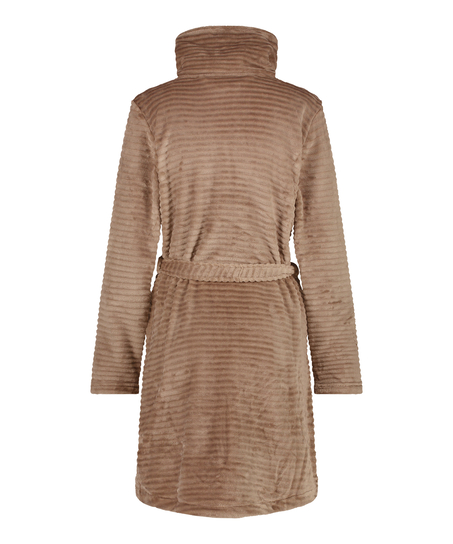 Szlafrok z polaru z zamkiem błyskawicznym, Szary