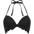 G&oacute;ra od bikini push-up z fiszbinami, z falowanym brzegiem, miseczki A &ndash; E, Czarny